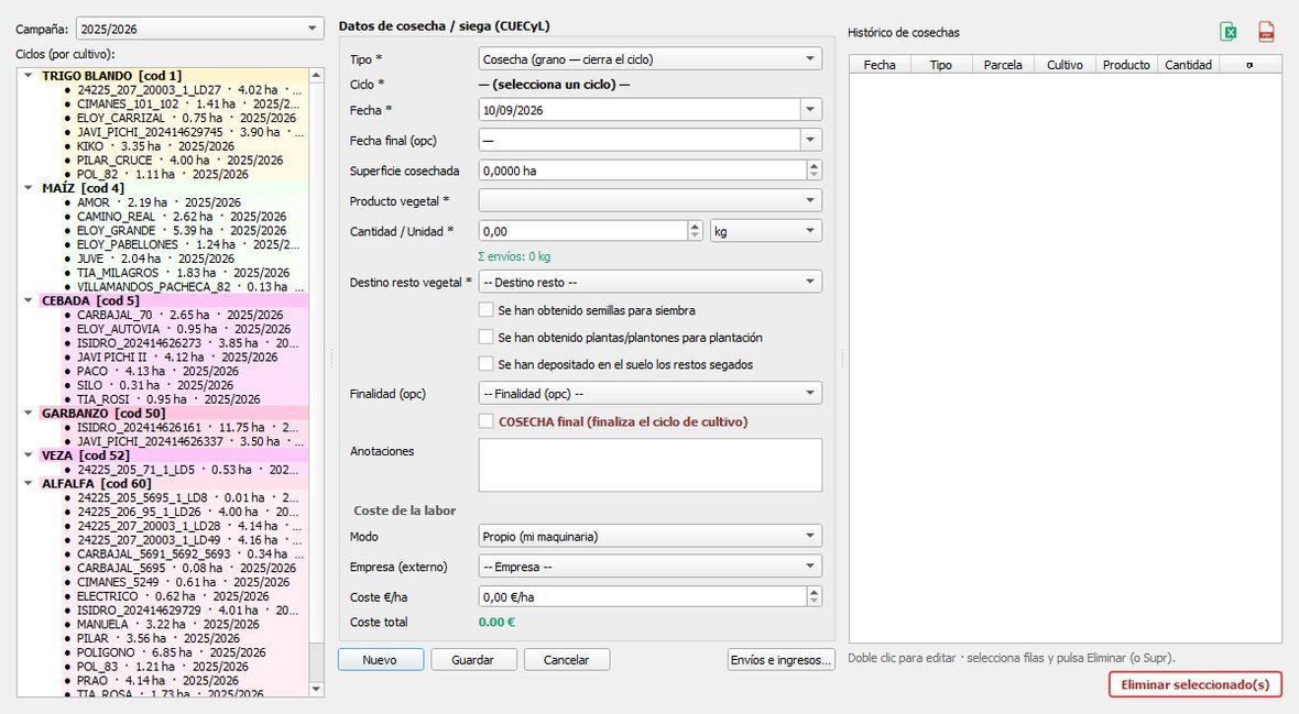 Plugin Cosecha, declaración CUECyL